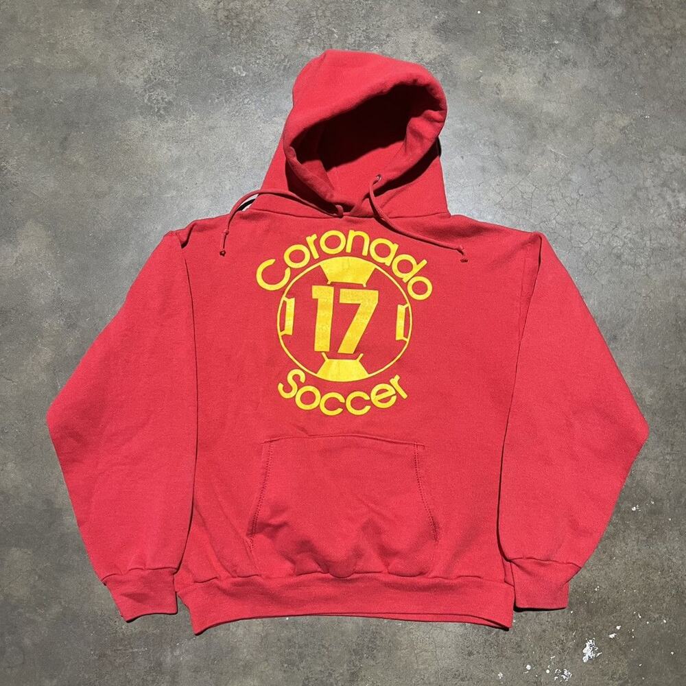 Vintage 80s Coronado High School Soccer Red Boxy Hoodie